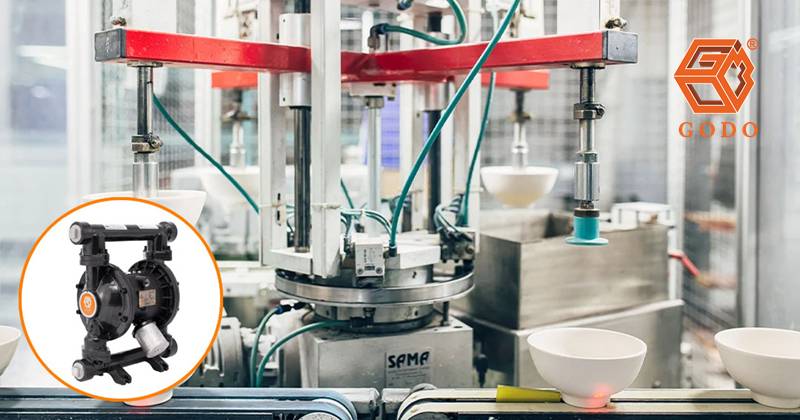 Bơm màng khí nén trong sản xuất gạch men